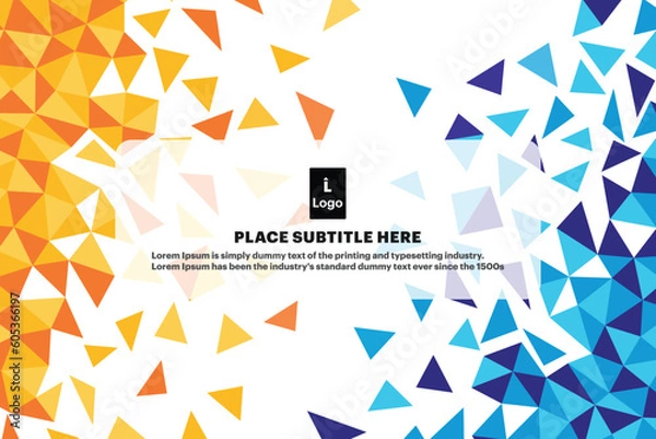 Fototapeta Abstract blue and orange geometric background. triangle and square shapes.