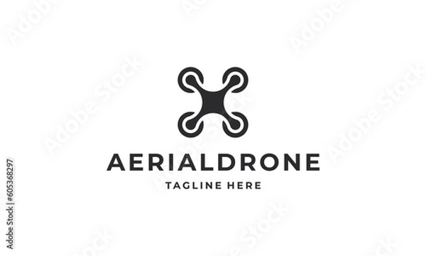 Obraz Aerial drone fly logo flat design vector