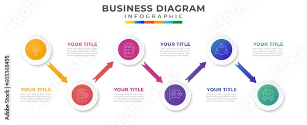 Fototapeta road map graphic  diagram with steps. Modern infographic template for business. Infographic vector presentation.