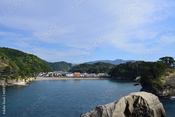 Obraz 西伊豆堂ヶ島の入江と乗浜海岸全景
