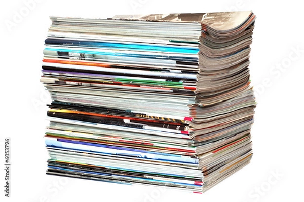 Obraz Pile of magazines on white