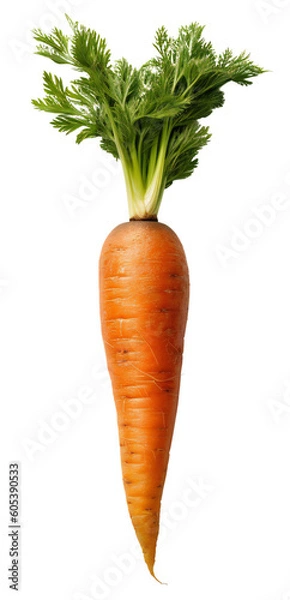 Fototapeta One rustic carrot close-up. Isolated on a transparent background. KI.