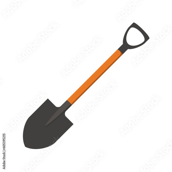 Obraz Garden shovel vector icon in flat style. Isolated symbol on white background.