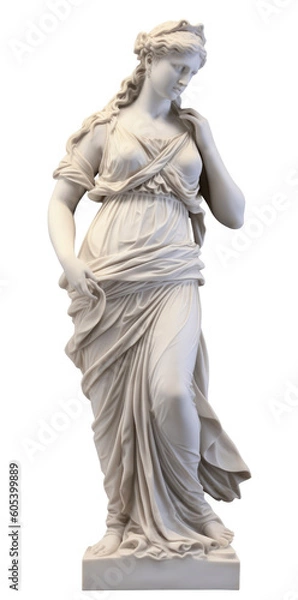 Fototapeta Greek marble goddess statue isolated on a white background, AI generated