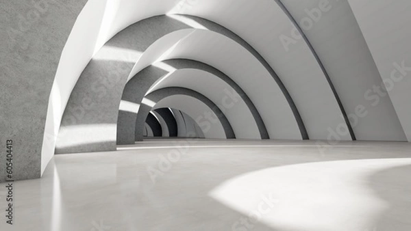 Fototapeta Abstract architecture background arched interior 3d render