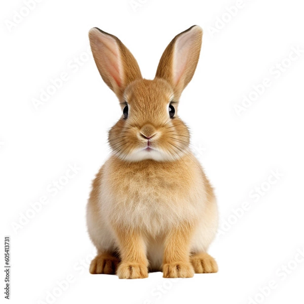 Fototapeta Funny bunny or baby rabbit for Easter Day on isolated background Generative AI