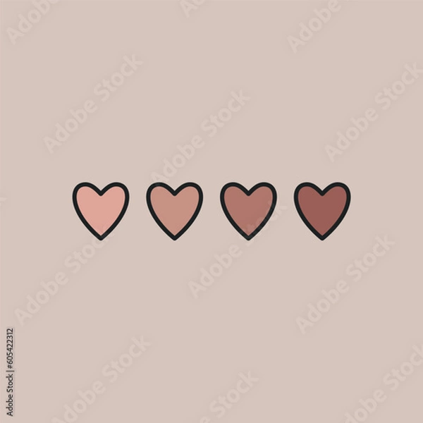 Obraz Brown hearts with border. Vector