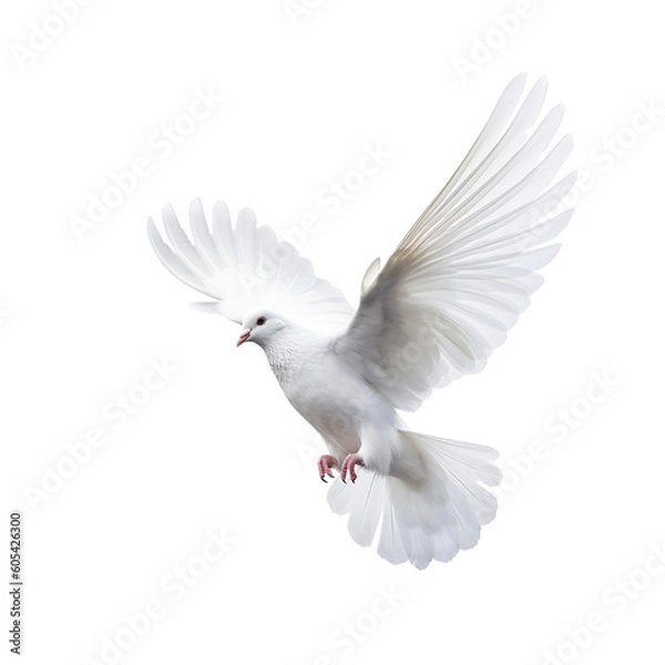 Fototapeta White dove on transparent background Generative AI