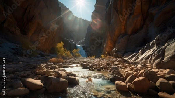 Obraz Desert Oasis: Serenity in the Canyon's Heart - wallpaper - river in a canyon