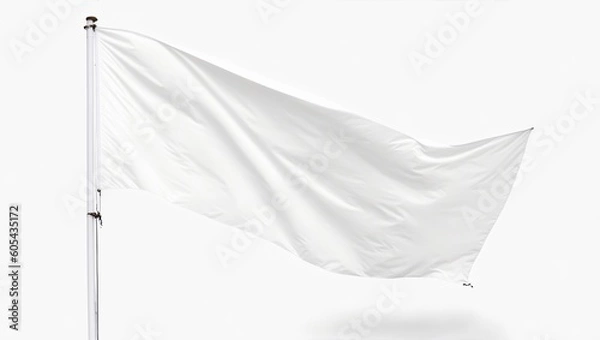 Fototapeta White flag, white background, generative ai