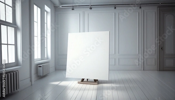 Fototapeta empty white room, muckup of frame in the wall