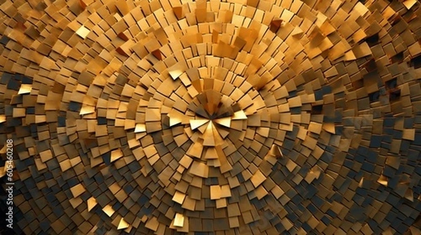 Fototapeta radial geometric pattern, gold metallic