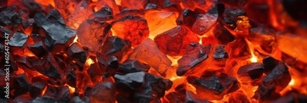 Obraz Burning coals from a fire abstract background. Generative ai