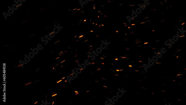 Fototapeta Burning ash background. Sparks backdrop. Flickering abstract Particles