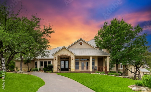 Fototapeta luxury home at sunset