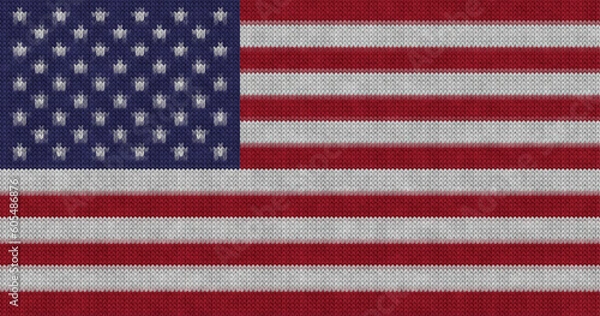 Obraz Knitted American flag, 3d rendering, 3d illustration