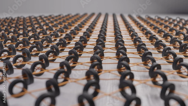 Obraz 3d model and rendering of magnetic core memory using copper wire and ferrite rings.