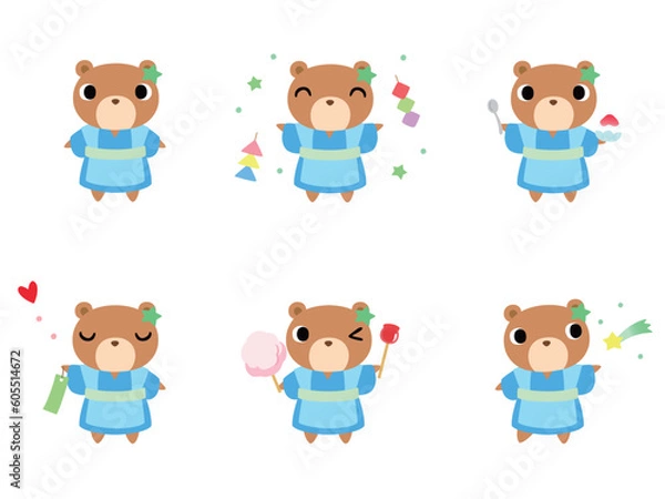 Fototapeta 七夕のクマ　アイコンセット