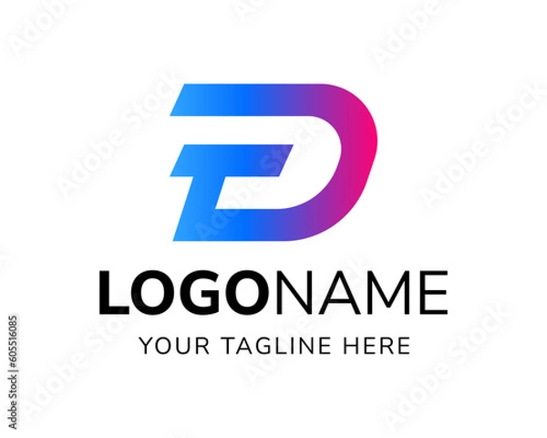 Obraz Futuristic letter DT logo design