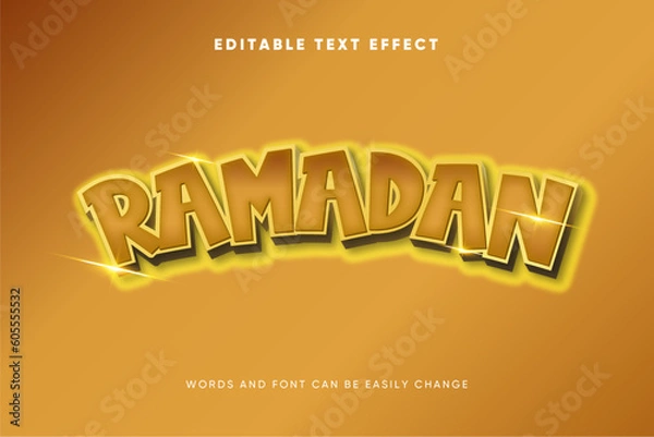 Fototapeta Ramadan text style effect fully editable