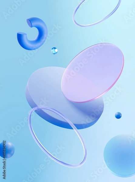 Fototapeta 3D blue geometric background