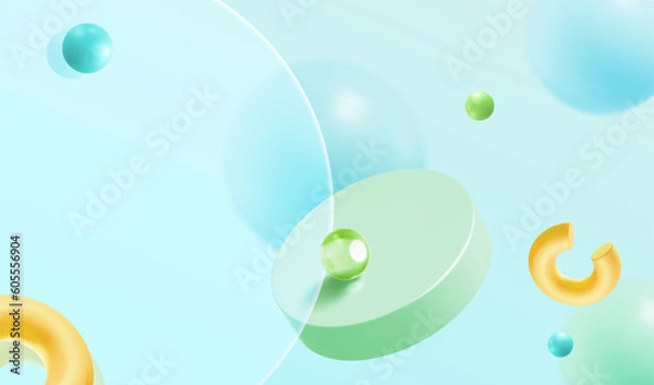 Fototapeta 3D mint glassmorphism template