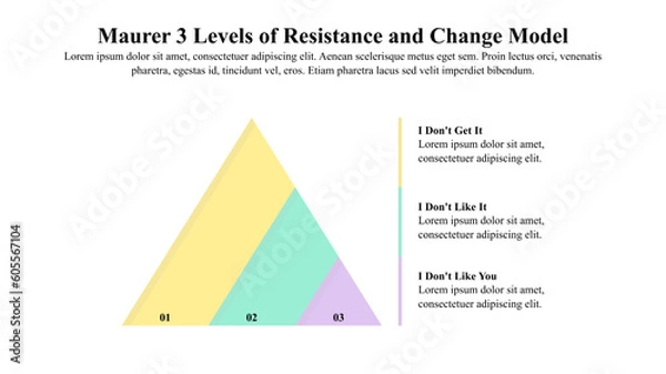 Fototapeta Infographic presentation template of Maurer's 3 levels of resistance and strategic project management.