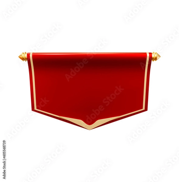 Fototapeta Red pennant flag 3d rendering illustration