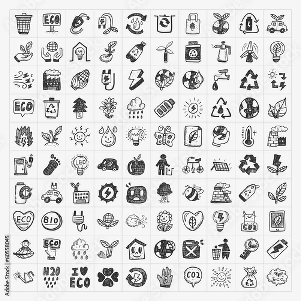 Obraz doodle eco icons