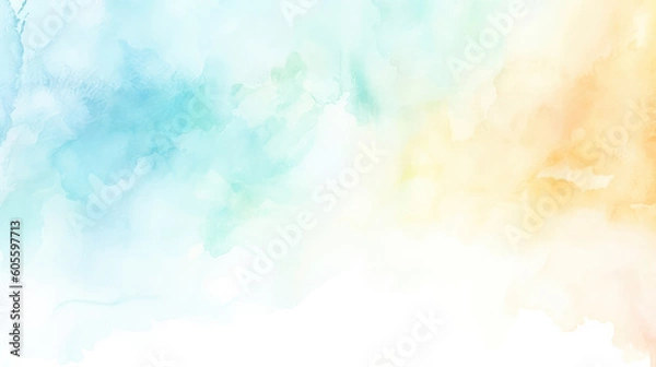 Fototapeta パステル調の手描き水彩画の背景素材、テンプレート用のイラスト、ジェネレーティブ、AI