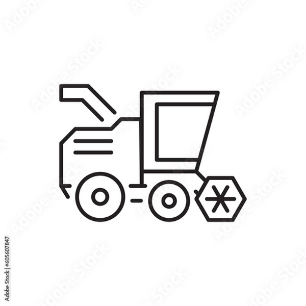 Fototapeta Combine harvester line icon. Editable stroke