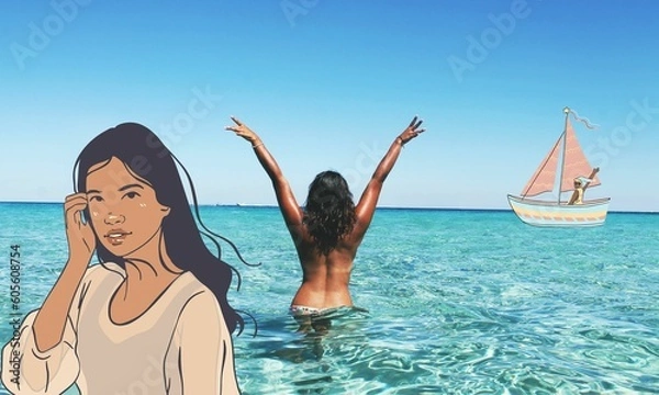 Fototapeta Vacaciones
Verano, mar, naturaleza
Fondo de imagen, con dibujos 
