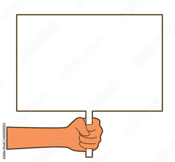 Obraz 白い看板を手に持っているイラスト