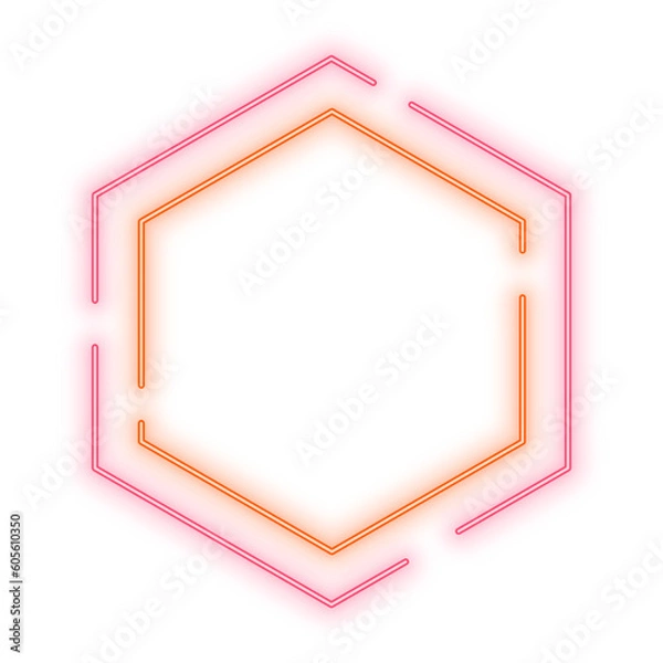 Obraz Neon Light Pink Orange Hexagon