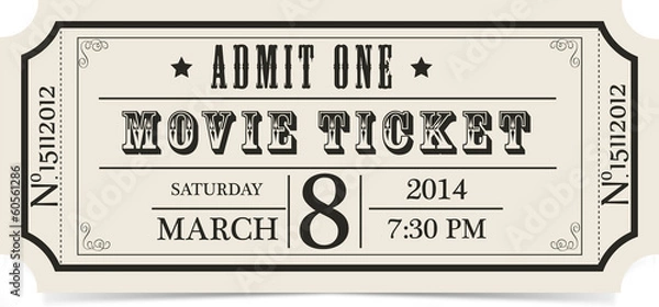 Obraz Retro movie vector ticket