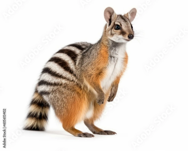 Fototapeta photo of numbat marsupial isolated on white background. Generative AI