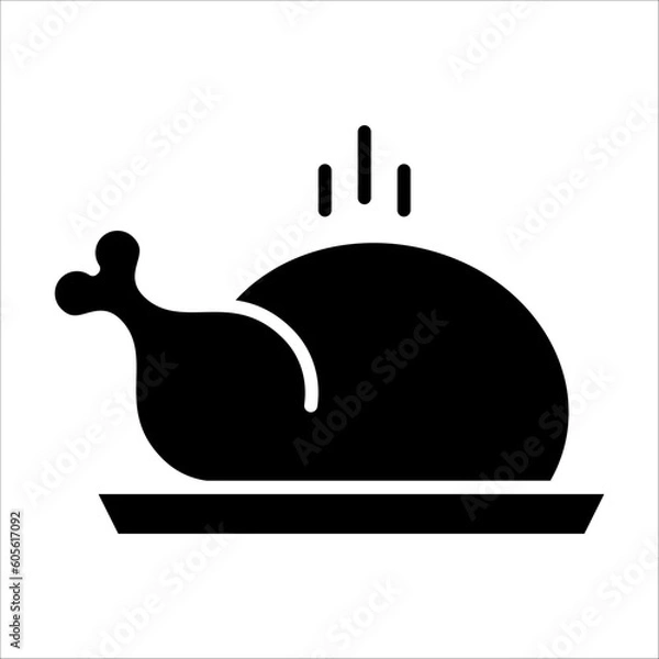 Fototapeta Solid vector icon for chicken which can be used various design projects.