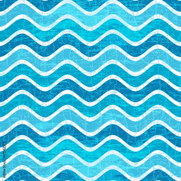 Fototapeta Seamless blue wave striped pattern