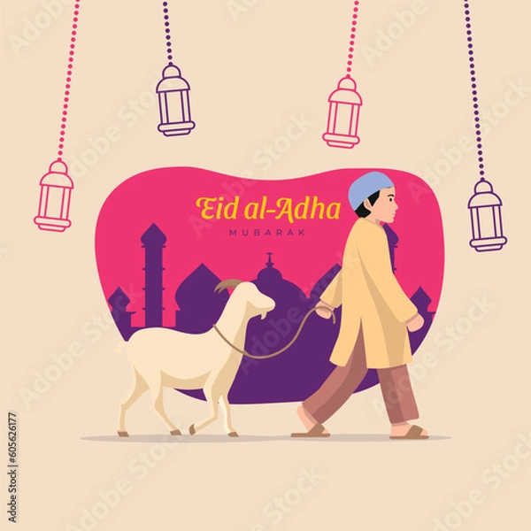 Obraz Eid al adha greeting card background template