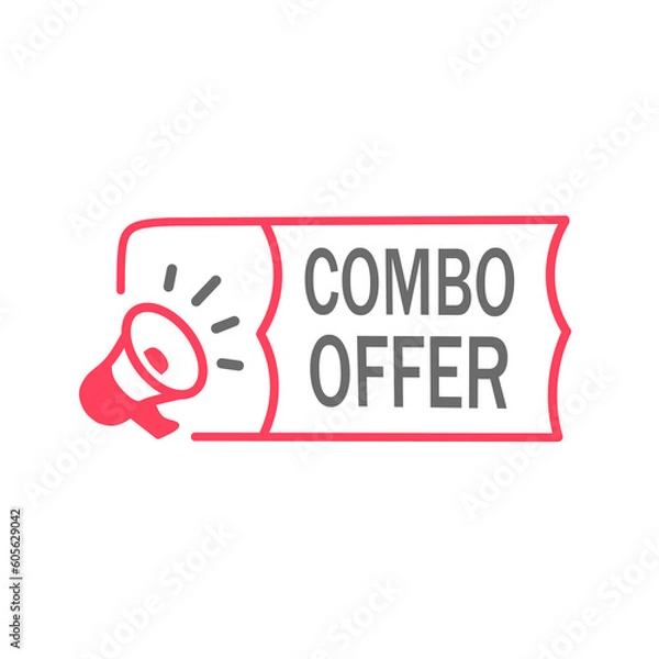 Fototapeta Combo offer. Big discount light banner design element with megaphone. badge icon. Flat Vector template.