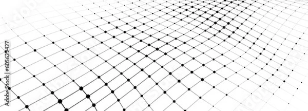 Obraz Vector perspective grid. Detailed lines forming an abstract background