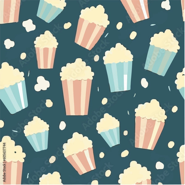 Obraz cute simple national popcorn day pattern, cartoon, minimal, decorate blankets, carpets, for kids, theme print design
