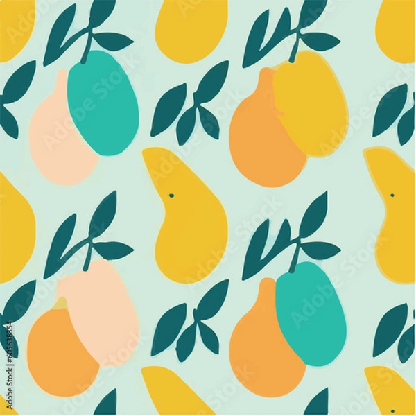 Obraz cute simple mango pattern, cartoon, minimal, decorate blankets, carpets, for kids, theme print design
