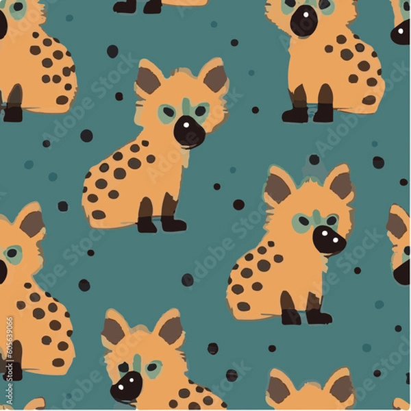 Obraz cute simple hyena pattern, cartoon, minimal, decorate blankets, carpets, for kids, theme print design
