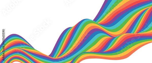 Obraz June is Pride month. Rainbow wave shape color background. Trendy backdrop for banner, poster, flyer, website