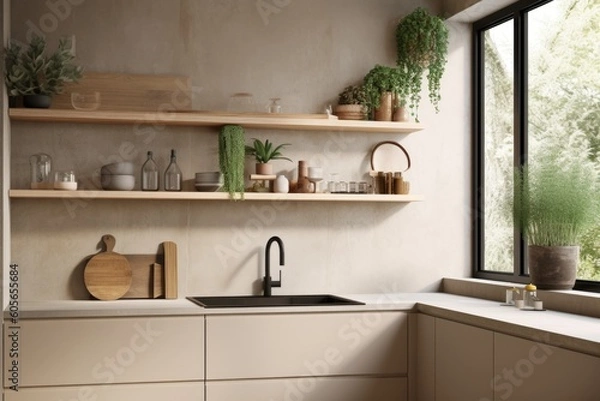 Fototapeta modern kitchen interior, ai generative