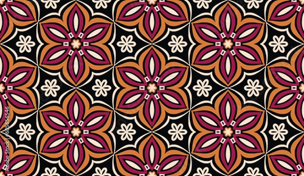 Obraz Geometric ethnic pattern seamless flower color. seamless pattern. Design for fabric,curtain,background,carpet,wallpaper,clothing,wrapping,Batik,mandalas,fabric,Vector illustration. pattern style.