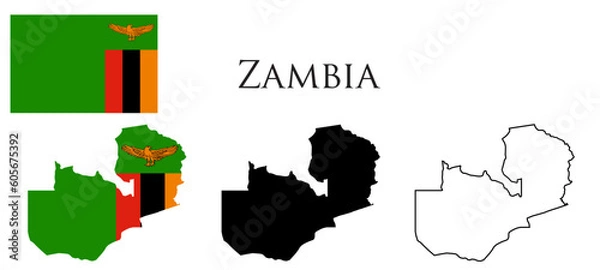 Fototapeta Zambia Flag and map illustration vector
