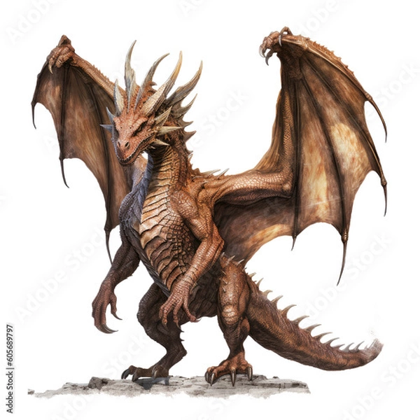 Fototapeta Majestic Avian Dragon with Beautiful Feathers, Powerful Build, and Transparent Background AI generated
