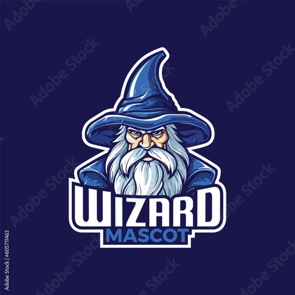 Obraz Wizard Mascot Logo Design Wizard Vector Illustration